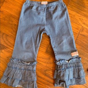 EUC Ruffle Girl denim ruffle pants. Size 10.